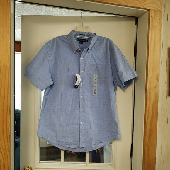 New U.S. Polo Assn Light Blue Short Sleeve Button Down Shirt Men's Slim Fit XL - Picture 1 of 3